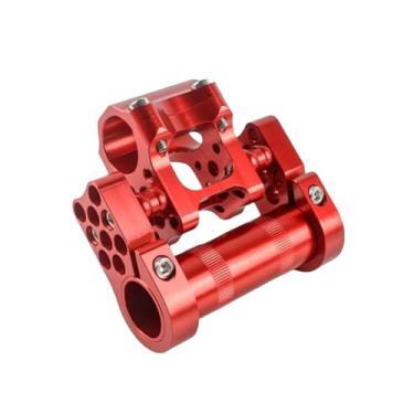 Imagem de Guidão de bicicleta dobrável de 25,4 a 31,8 mm com mesa, guidão de ponte BMX, haste dupla ajustável de potência curta.(25.4 Red)