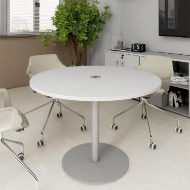 Imagem de Mesa de Reunião Redonda 110cm com Plug Tomada F5 Office - F5 Office G,