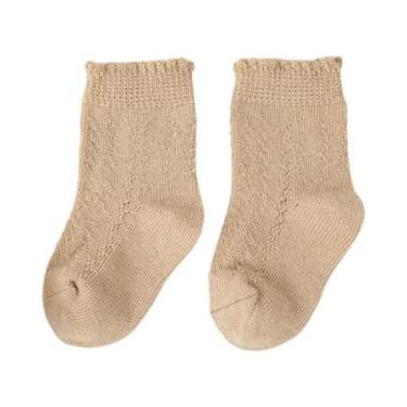 Imagem de Meias De Algodão Respirável Para Bebês Meninas, Meias Curtas Sólidas C
