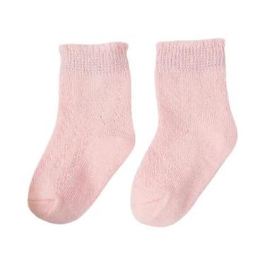 Imagem de Meias De Algodão Respirável Para Bebês Meninas, Meias Curtas Sólidas C