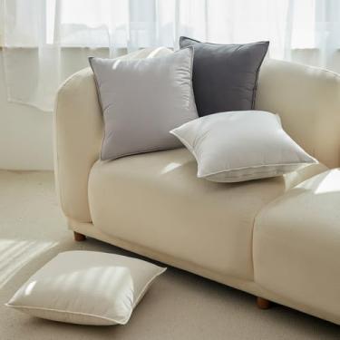 Imagem de Capas de almofada decorativas de veludo cinza claro de 45,7 cm x 45,7 cm, capa de almofada quadrada de solo macio para sala de estar, sofá cama, pacote com 1