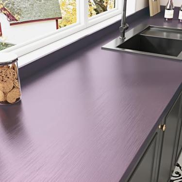Imagem de EPPKILY Papel de contato de aço inoxidável roxo gradiente escovado roxo metálico para descascar e colar papel de parede impermeável de vinil de metal para geladeira papel de contato para secadora de