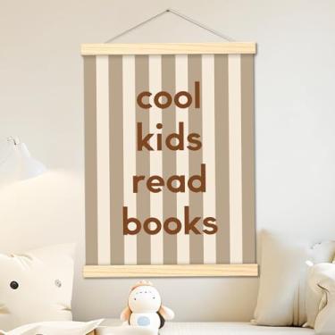 Imagem de CWIOQPYI Moldura para pôster Cool Kids Read Books, decoração de canto de leitura para sala de jogos, 30 x 40 cm, arte de parede de canto de leitura - D10