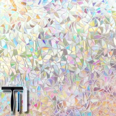 Imagem de Volcanics Película para janela arco-íris - Adesivos estáticos, decalques 3D e adesivos para portas de vidro, controle de calor e anti-UV, 90 x 400 cm