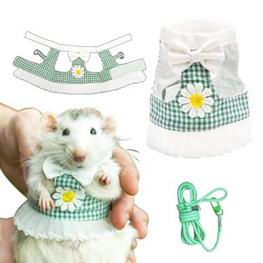 Imagem de SMOLKITH Vestido de botão xadrez rosa de rato chique – fecho de ajustável, macio e confortável, adequado para animais de estimação pequenos como porquinhos-da-índia, suricatos, esquilos (vestido de