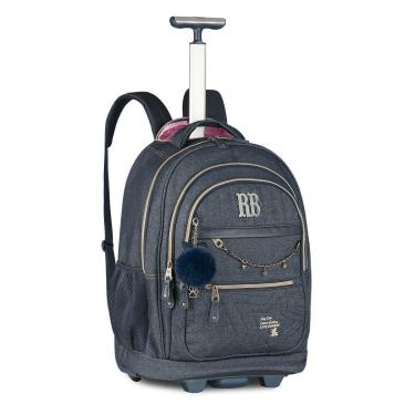 Imagem de Mochila Carrinho Jeans Rebecca Bonbon Bolsa Escolar Adolescente-Feminino