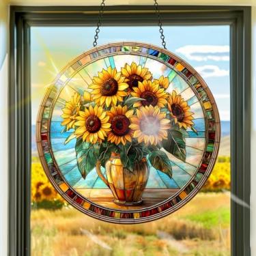 Imagem de Acrílico colorido, apanhadores de sol de primavera, decoração de janela pendurada com girassol, arte de parede de arco-íris, para quarto, interior, exterior, jardim, dia dos namorados, enfeites de