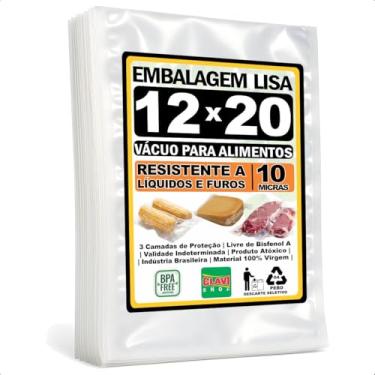 Imagem de Saco a Vácuo Liso Sem Ranhuras [12x20 cm] [10 Micras] [1000 Unidades] - Para Seladora de Câmara e Bico - Embalagem Profissional Resistente Reforçada Alimentício BPA Free