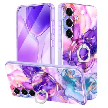 Imagem de Btscase Capa para Samsung Galaxy S25, [compatível com MagSafe] [proteção militar] com suporte magnético removível, parte traseira rígida de policarbonato e capa de suporte ajustável à prova de choque