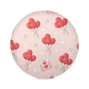 Imagem de Wassud Jogo americano com balões de coração, envelopes, tapetes de mesa redondos para cozinha e jantar, tapetes laváveis e resistentes ao calor, decoração de mesa 39 cm