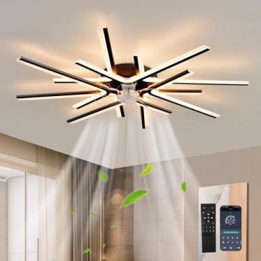 Imagem de Ventilador de teto moderno, grande e simples, com luminária tipo lustre, 6 velocidades reguláveis, reversível, com controle remoto, timer, silencioso, função de memória e 3 temperaturas de c