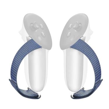 Imagem de Compatible with Meta Quest 3/3S Protective Grip Cover Set Anti-Slip Anti-Fall Design Adjustable Strap System Ergonomic Wrist Strap Easy Installation Durable ABS & Nylon (Blue)