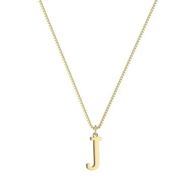 Imagem de Colar dourado elegante com letras inglesas polidas – presente para sua namorada, Medium, Cobre, Sem Pedra Preciosa