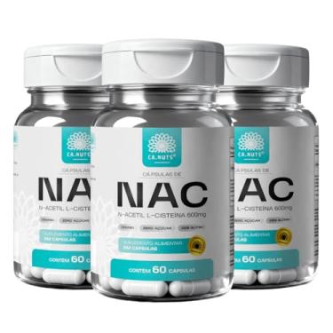 Imagem de NAC 600mg (N-Acetil L-Cisteína) Ca.nuts – Suplemento Antioxidante com Suporte Hepático e Respiratório (3 Frascos - Para 180 Dia)