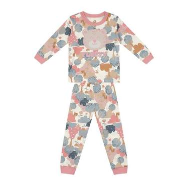 Imagem de Pijama infantil menina de ursinho Brandili, Natural, 6