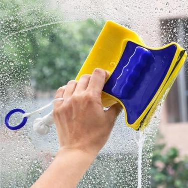 Imagem de Rodo Limpador Magnético de Vidros Dupla Face para Janelas com Super Imã e Corda de Segurança