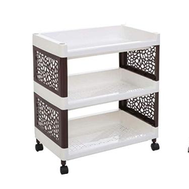 Imagem de U5GAAALPPQ9 Rack de armazenamento - Carrinho de rodinhas de 3 níveis, prateleira de armazenamento de vaidade de banheiro de cozinha (tamanho: 50 x 54 x 29,7 cm) ()