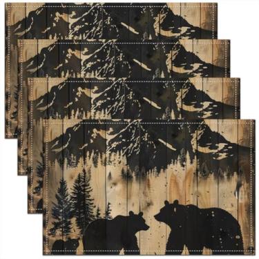 Imagem de Erosebridal Jogo americano de urso, conjunto de 4 tapetes de mesa rústicos 30,5 x 45,7 cm, cabana rústica, animal, fazenda, campo, urso, caça, acampamento, natureza, vida selvagem, decoração de mesa