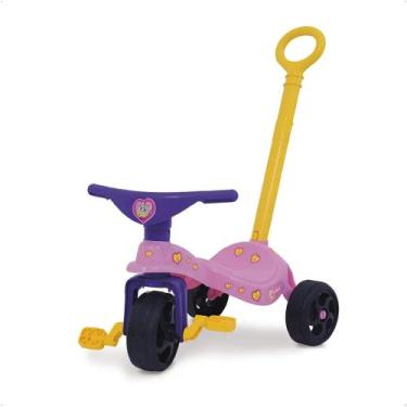 Imagem de Triciclo Infantil Fofinha com Empurrador Rosa e Roxo Xalingo - 0749.3
