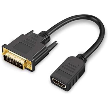 Imagem de Cabo HDMI para DVI, cabo adaptador bidirecional HDMI fêmea para DVI (24+1) macho de 0,15 m, transportador HDMI DVI, suporte 1080P, 3D, banhado a ouro, 1,5 pés/preto