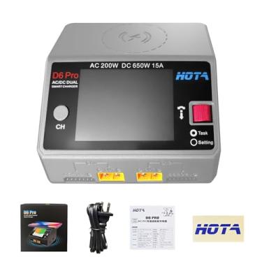 Imagem de Carregador de Bateria Lipo Carregador de Bateria RC HOTA D6 Pro Carregador Inteligente Dual Channel 15A AC200W com Telefone Balanceado Carregamento Sem Fio Barco DC650W para Lipo LiHv Nicd NiMH