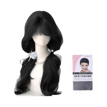 Imagem de Peruca Sintética Longa Com Ondas Profundas Castanho Cinza Para Mulhere