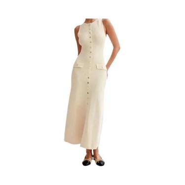 Imagem de Vestido Longo Elegante Sem Mangas Com Decote Redondo, Vestido De Festa