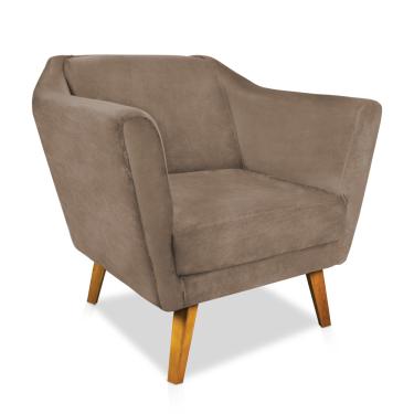 Imagem de Poltrona Lorena Veludo Marrom Rato Pés Chanfrado - D'Rossi