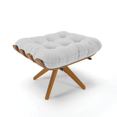 Imagem de Puff Giratório Costela Linho Cinza Base de Madeira MA30 M11 - D'Rossi