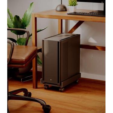 Imagem de Suporte para CPU Sicilia Preto com Abas Laterais Rodízios Gabinete - M