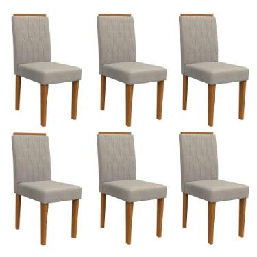 Imagem de Kit 06 Cadeiras de Jantar Analu Animalle Marfim WD25 Pés Ypê - D'Rossi