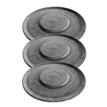 Imagem de Kit 3 Pratos De Hambúrguer Porções Redondo Pedra Sabão 26Cm