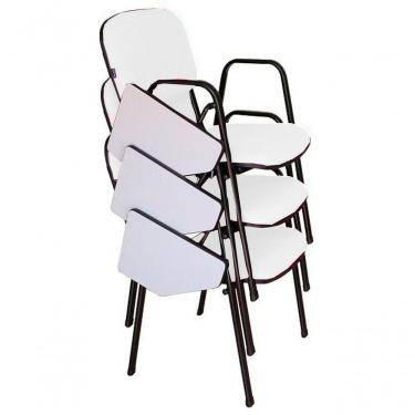 Imagem de 03 Cadeiras Universitárias Linha Hotel Auditório Branco