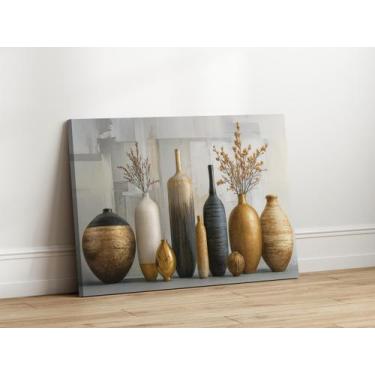 Imagem de Quadros Decorativos para Sala Quarto Vasos 3D Moderna 130x90 Linha Pre