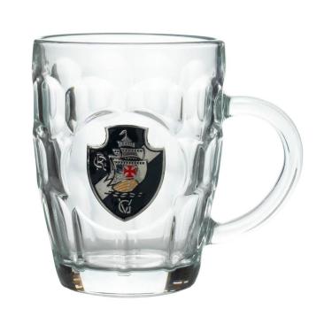 Imagem de Caneca Vidro Brasão Metal 400ml - Vasco-Unissex