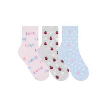 Imagem de Kit/3 Meia Soquete Selene 7451.001 Feminina Estampas Algodão T.34/39, 