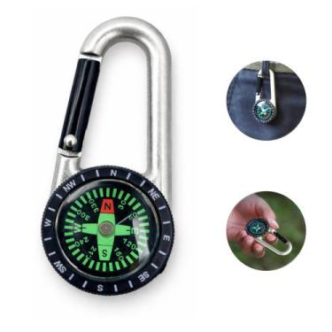 Imagem de Mosquetão Bússola Portátil Alumínio Chaveiro Mochila Camping Trilhas L