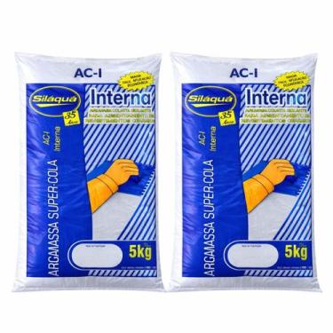 Imagem de Kit 2 Argamassa Interna Super Cola Ac1 Revestimento 5Kg - SILAQUA