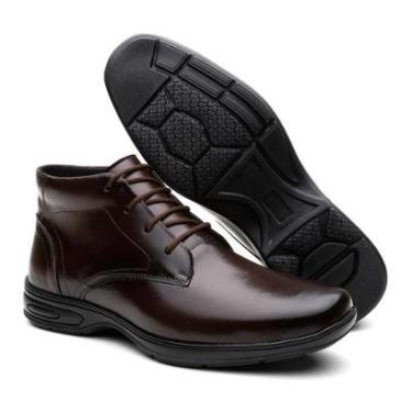 Imagem de Bota Casual Social Masculina Cano Medio Confortavel Macia Leve Ajuste Cadarço-Masculino