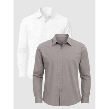 Imagem de Kit 2 Camisas Social Masculina Manga Longa Crocker-Masculino