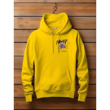 Imagem de Moletom Bear Never Say Never Blusa de Frio Flanelada, Amarelo, GG