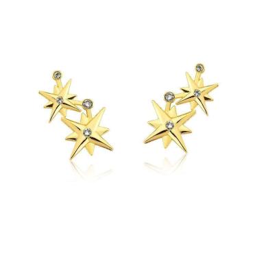 Imagem de Brinco Stars Crystals, Mulher Maravilha, Revestida Em Ouro