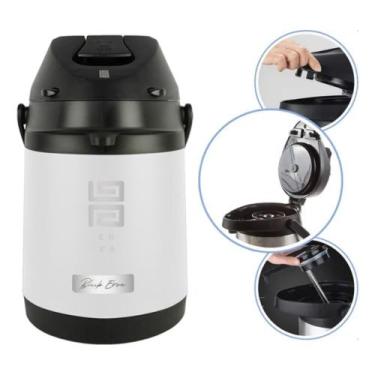 Imagem de Garrafa Térmica Black Erva Branca Em Inox 2,5l Terere Com Alavanca Par