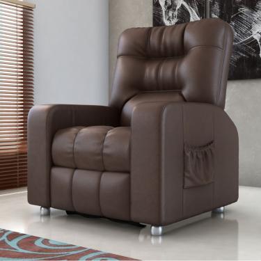 Imagem de Poltrona Reclinável Yo Couro Sintético Encosto Fibra Siliconada Marrom CasaH