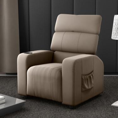 Imagem de Poltrona Reclinável Roma Para Sala Veludo Com Apoio Para os Pés Marrom Casah