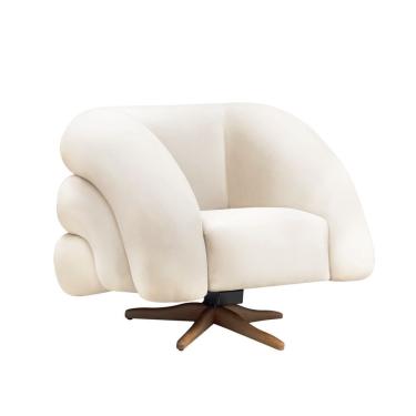 Imagem de Poltrona Giratória Tana Bouclê E03 Com Balanço Tecido Bouclê Cor Bege D'Rossi