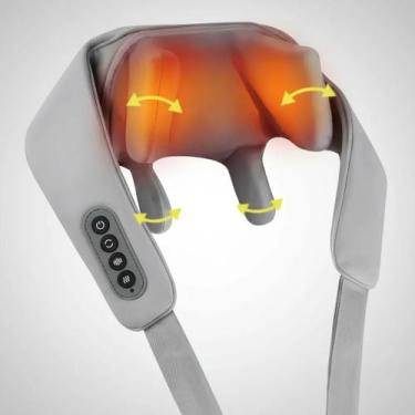 Imagem de Massageador Pescoço Elétrico Shiatsu Sem Fio Alívio Muscular 5v Cinza 