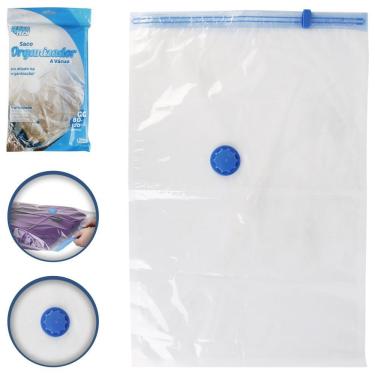 Imagem de Saco a Vácuo para Roupas Toalhas e Cobertores GG 80CM X 120CM Organização Redução de Vo...