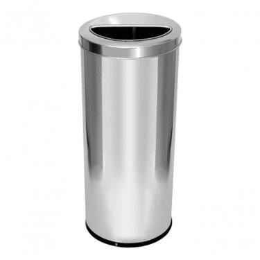 Imagem de Lixeira em Aço Inox 50 Litros com Aro Meia Lua 50L Abertura Bandeja Interna Inox Higipack