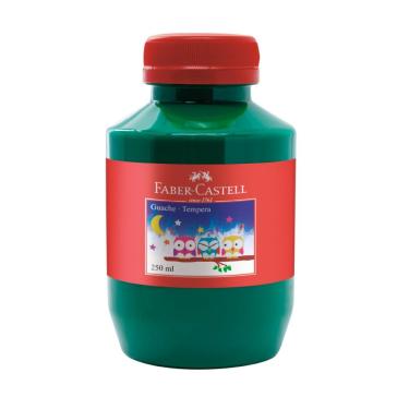 Imagem de Tinta Guache Escolar Faber-Castell Verde Escuro com Cores Vivas e Miscíveis Pote 250ML 1 Unidade